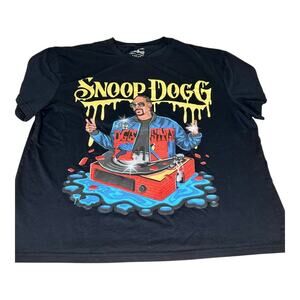 Snoop Dogg Colorful Turn Table Graphic Black T Shirt Size XL